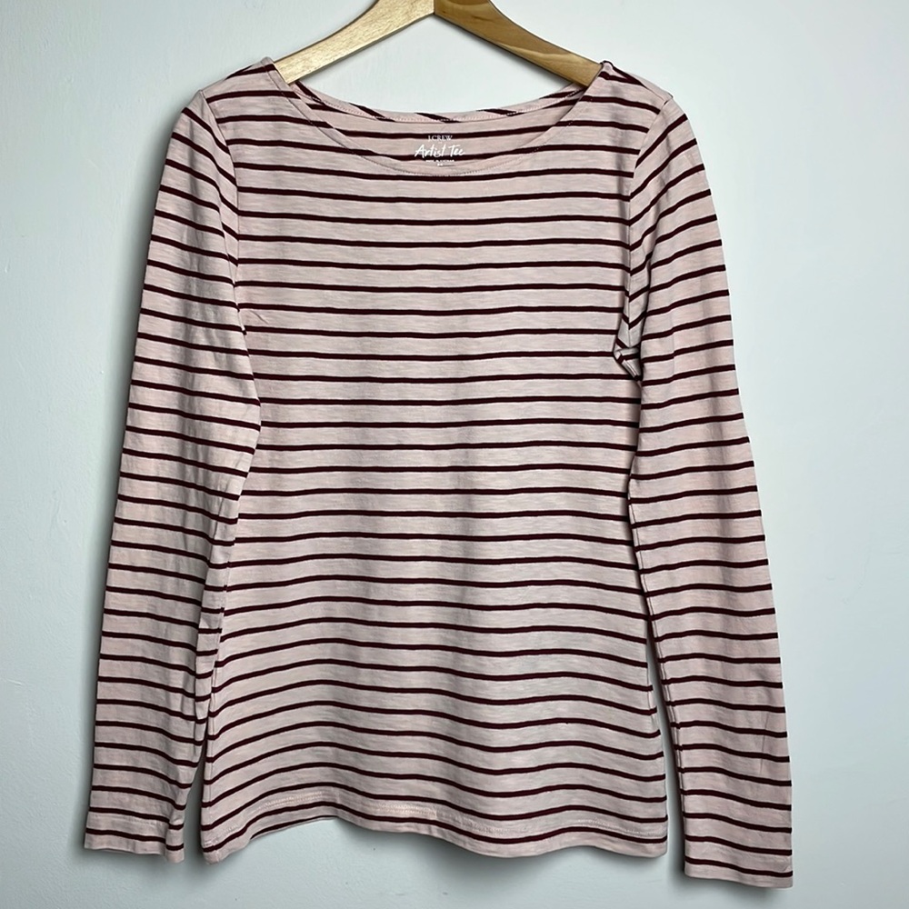 J.Crew Artist long sleeved striped tshirt in light & dark pink ladies M